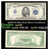 1934D $5 Blue Seal Silver Certificate Grades Choic