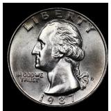 1987-d Washington Quarter 25c Grades GEM++ Unc