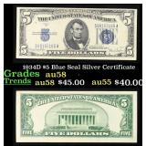 1934D $5 Blue Seal Silver Certificate Grades Choic