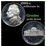 1989-s Proof Jefferson Nickel 5c Grades GEM++ Proo