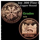 1oz .999 Fine Copper Bullion Round - Merry Christm