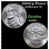 2004-p Peace Medal Jefferson Nickel 5c Grades GEM+