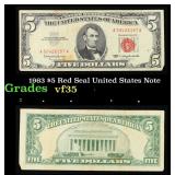 1963 $5 Red Seal United States Note Grades vf++