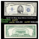 1934C $5 Blue Seal Silver Certificate Grades Choic