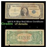 1957A $1 Blue Seal Silver Certificate Grades vf de