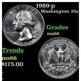 1989-p Washington Quarter 25c Grades GEM+ Unc