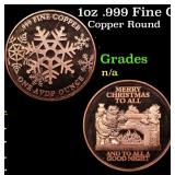 1oz .999 Fine Copper Bullion Round - Merry Christm