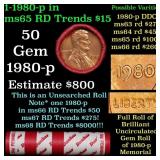 BU Shotgun Lincoln 1c roll, 1980-p 50 pcs Dunbar W