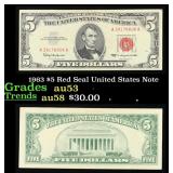 1963 $5 Red Seal United States Note Grades Select