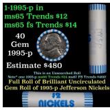 BU Shotgun Jefferson 5c roll, 1995-p 40 pcs Bank $