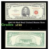 1963 $5 Red Seal United States Note Grades xf