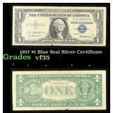 1957 $1 Blue Seal Silver Certificate Grades vf++