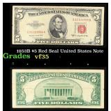 1953B $5 Red Seal United States Note Grades vf++