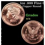 1oz .999 Fine Copper Bullion Round - Morgan Dollar