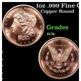 1oz .999 Fine Copper Bullion Round - Morgan Dollar