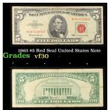 1963 $5 Red Seal United States Note Grades vf++