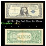 1957B $1 Blue Seal Silver Certificate Grades vf++