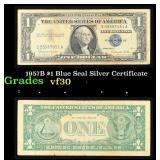 1957B $1 Blue Seal Silver Certificate Grades vf++