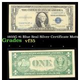 1935G $1 Blue Seal Silver Certificate Grades vf++