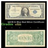 1957B $1 Blue Seal Silver Certificate Grades vf+