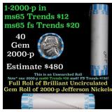 BU Shotgun Jefferson 5c roll, 2000-p 40 pcs Bank $