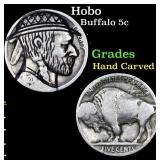 Hobo Buffalo Nickel 5c Grades Hand Carved