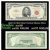 1963 $5 Red Seal United States Note Grades Choice