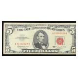 1963 $5 Red Seal United States Note Grades vf++