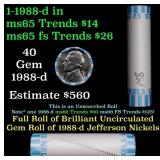 BU Shotgun Jefferson 5c roll, 1988-d 40 pcs Bank $