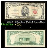 1953A $5 Red Seal United States Note Grades vf++