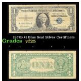 1957B $1 Blue Seal Silver Certificate Grades vf+