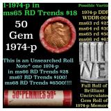 BU Shotgun Lincoln 1c roll, 1979-p 50 pcs Bank Wra