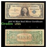 1957 $1 Blue Seal Silver Certificate Grades vf+