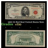 1963 $5 Red Seal United States Note Grades vf++