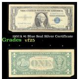 1957A $1 Blue Seal Silver Certificate Grades vf+