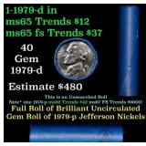 BU Shotgun Jefferson 5c roll, 1979-d 40 pcs Bank $