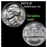 1972-d Jefferson Nickel 5c Grades GEM++ Unc