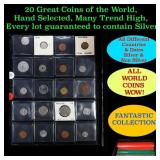 20 Great Coins of the World, hand selected, many t
