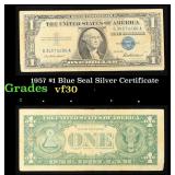 1957 $1 Blue Seal Silver Certificate Grades vf++