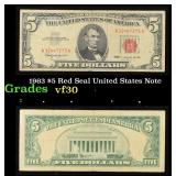1963 $5 Red Seal United States Note Grades vf++