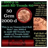 BU Shotgun Lincoln 1c roll, 2000-p 50 pcs Bank Wra