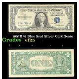 1957B $1 Blue Seal Silver Certificate Grades vf+