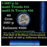 BU Shotgun Jefferson 5c roll, 1987-p 40 pcs Bank $