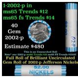 BU Shotgun Jefferson 5c roll, 2002-p 40 pcs Bank $
