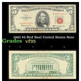 1963 $5 Red Seal United States Note Grades vf++