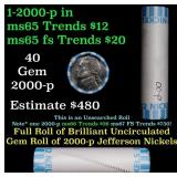 BU Shotgun Jefferson 5c roll, 2000-p 40 pcs Bank $