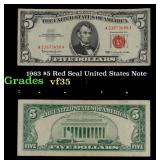 1963 $5 Red Seal United States Note Grades vf++