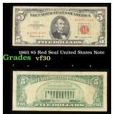 1963 $5 Red Seal United States Note Grades vf++
