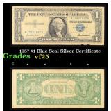 1957 $1 Blue Seal Silver Certificate Grades vf+