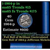 BU Shotgun Jefferson 5c roll, 1964-p 40 pcs Bank $